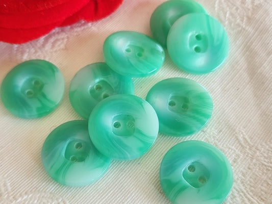 Lot 9 boutons vintage trous vert d'eau bleu 1,8 cm ou 18 mm ref  6257
