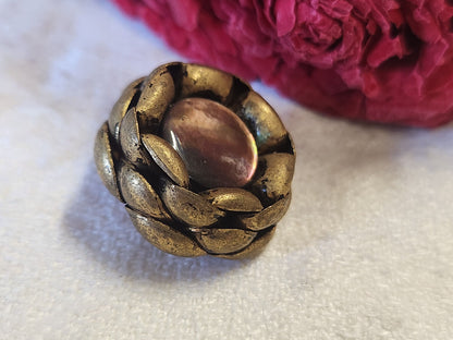 bouton ancien metal coeur en nacre pourtour effet ananas 2,3 cm G8B