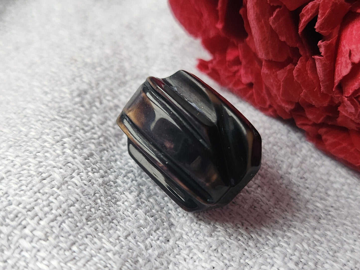 Collection bouton ancien art deco marron noir teinte estompée 1,7 / 1,2 cm G11A