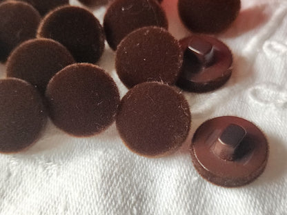 Lot 9 boutons vintage daim marron épais parurier 1,5 cm ref 0011