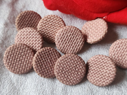 Lot 10 boutons anciens en rafia rose  passementerie pied 1,6 cm ref 5742