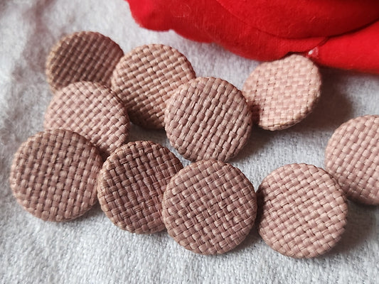 Lot 10 boutons anciens en rafia rose  passementerie pied 1,6 cm ref 5742