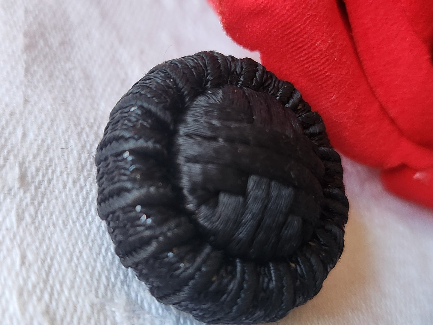Ancien bouton en passementerie noir gros pied metal 2,7 cm ref 2756