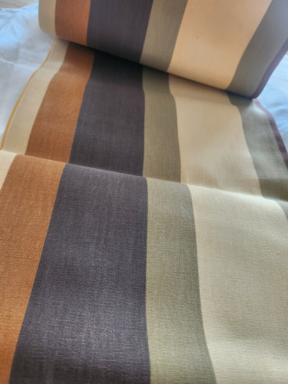Ancien coupon de toile à transat? étroit long  236 cm sur 34 cm raide marron B8