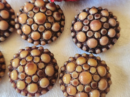 Lot 6 boutons vntage en résine marron  2,1 cm pied ref 4844