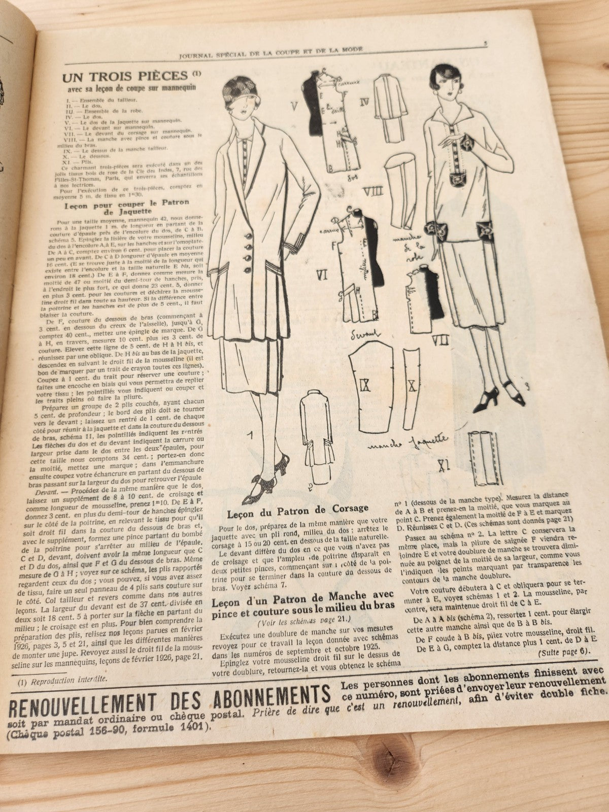 Journal de l'institut de coupe de paris année folle mode Mai 1926 patron