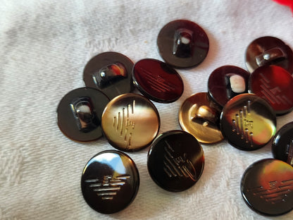 Lot 6 boutons vintage en nacre marron armani empario  pied 1,2 cm ref 5058