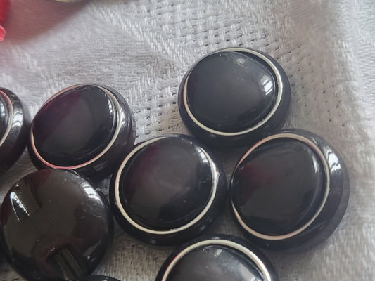 Lot 12 boutons vintage gris à pied plat métal joli 1,7 cm ref 264