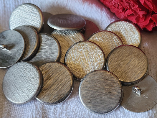 Lot 6 boutons vintage métal argenté strié pied 2,2  cm ref 3131