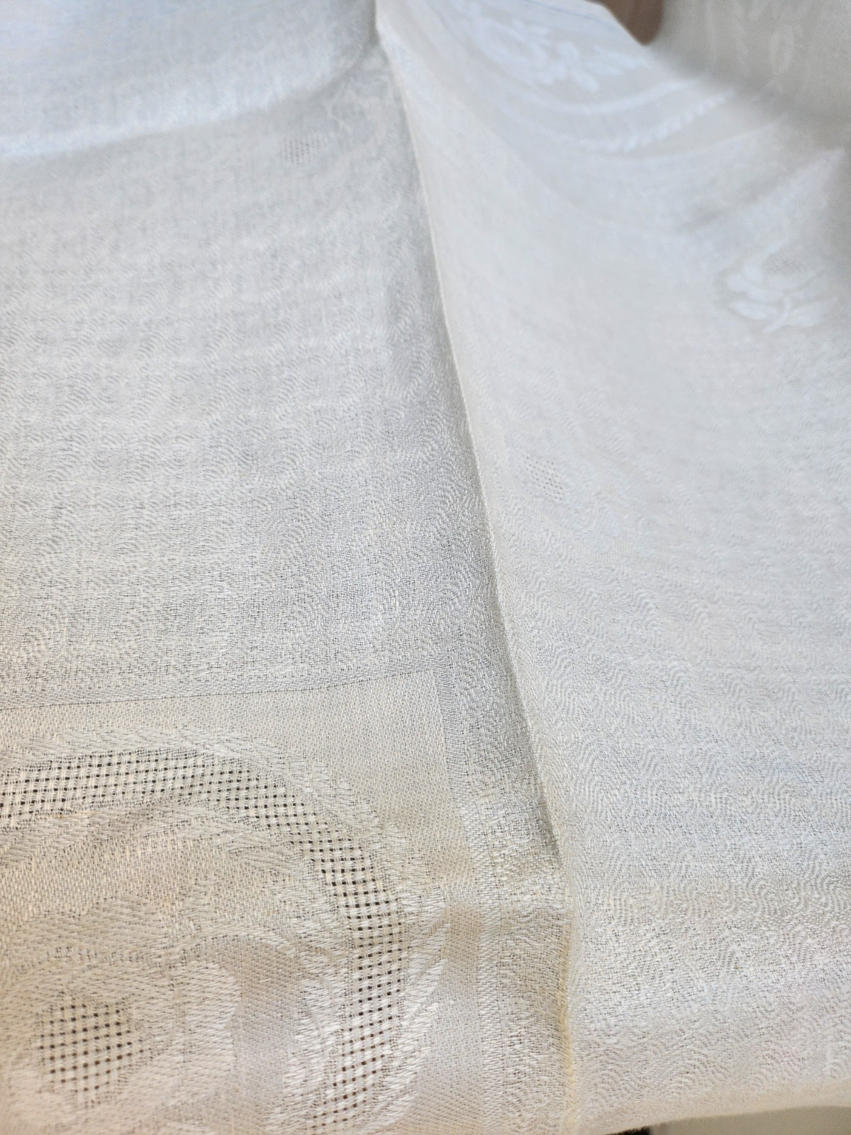 Ancienne nappe double monogramme H JK? sans doute jamais utilisé B6