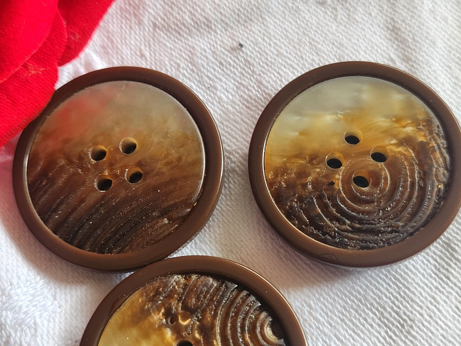 Trio gros boutons vintage marron xxl 3,3 cm beaux ref 2865