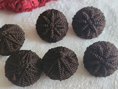Lot 6 boutons anciens vintage passementerie marron lumineux  2,1 cm ref 6084