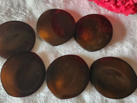 Lot 6 boutons vintage marron ovale 2,4 cm sur 2,7 cm ref 2020
