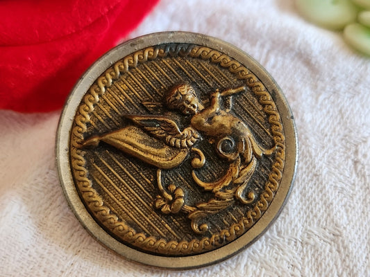 Collection enorme bouton ancien en métal ange chérubin 3,4 cm ou 34 mm G16J