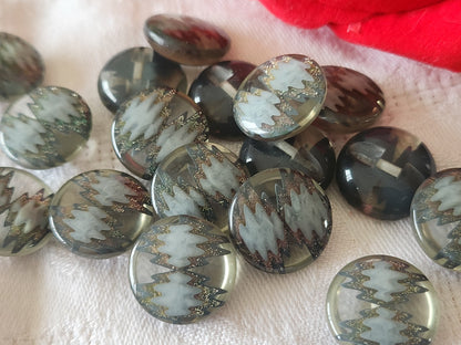 Lot 8 boutons vintage gris  inclusion à pied 1,7 cm ref 3959