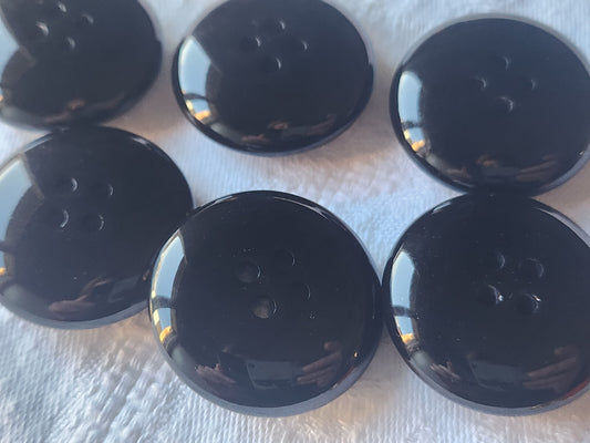Lot 6 trés gros boutons vintage noir lumineux 3,2 cm ref 0001