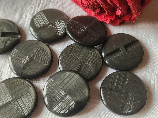 Lot 7 gros boutons vintage gris texturé pied plat 2,6 cm  ref 1128