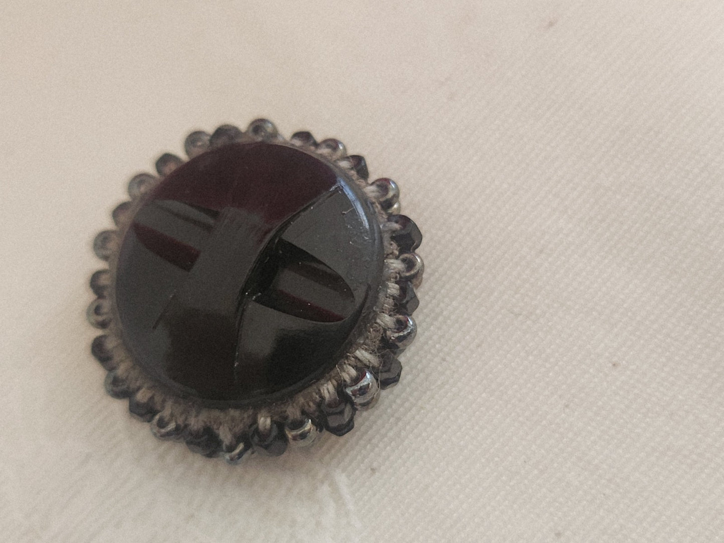 Bouton ancien torsade perle rocaille  main bijoux parurier 2,4 cm ou 24 mm  G3Q