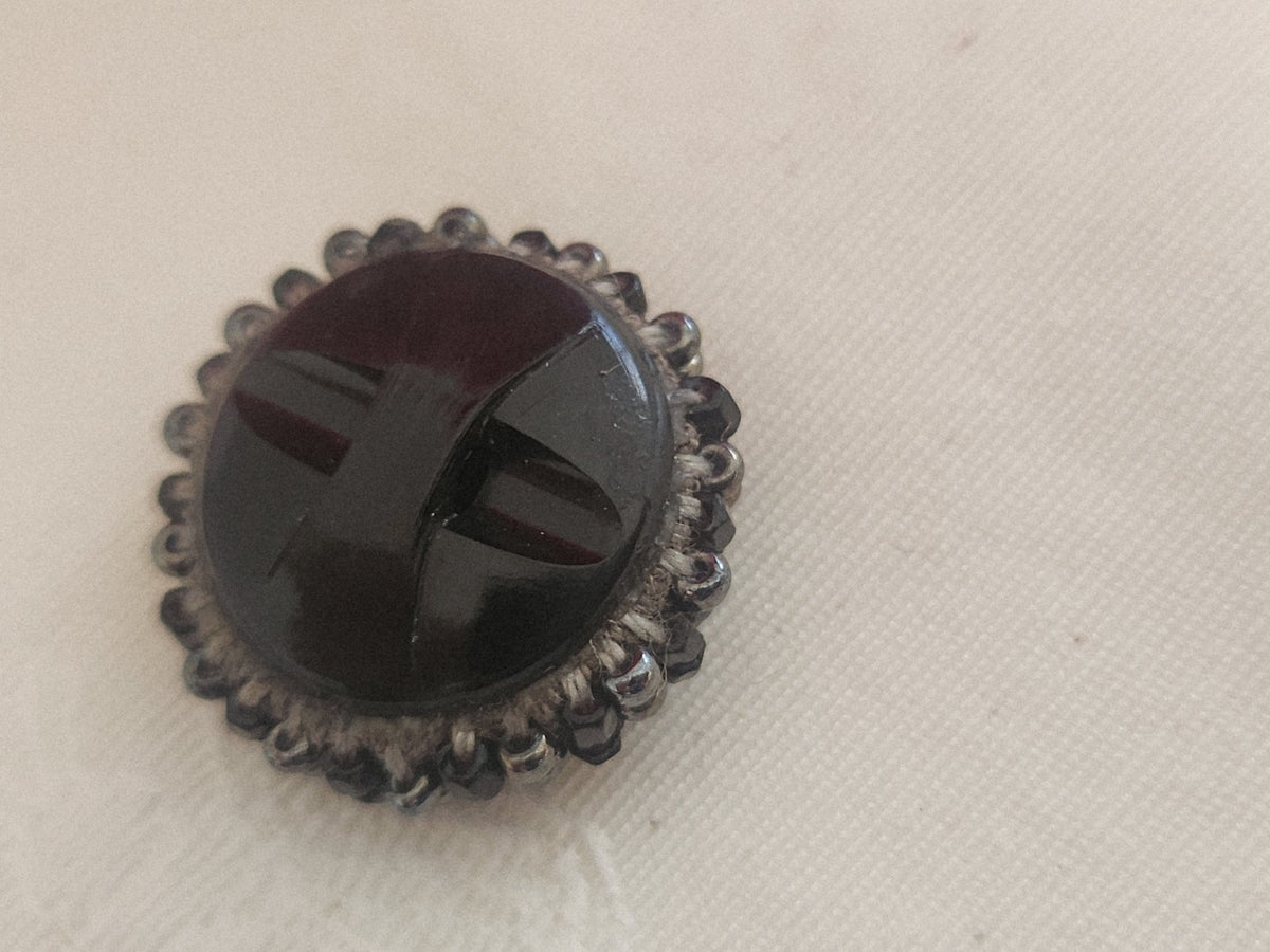 Bouton ancien torsade perle rocaille  main bijoux parurier 2,4 cm ou 24 mm  G3Q
