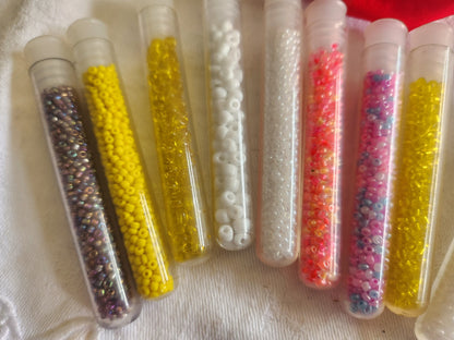 Lot 9 tubes de perles de rocailles tube ronde colore création bijoux loisir T1
