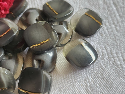 Lot 6 élégants boutons vintage inclusion gris doré pied 1,5 cm ref 0020