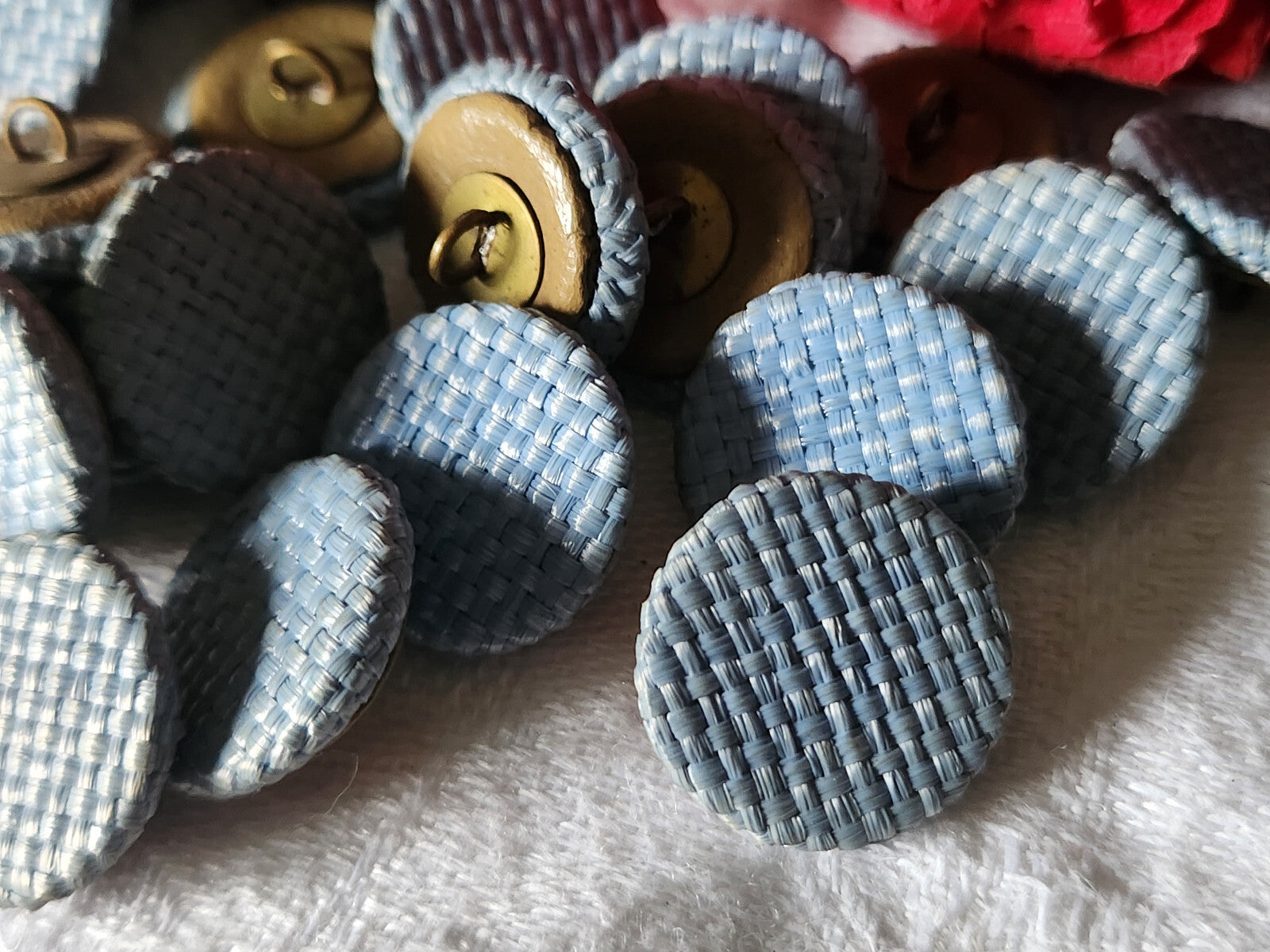 lot 8 boutons anciens vintage passementerie bleu à pied  1,6 cm ref 1285