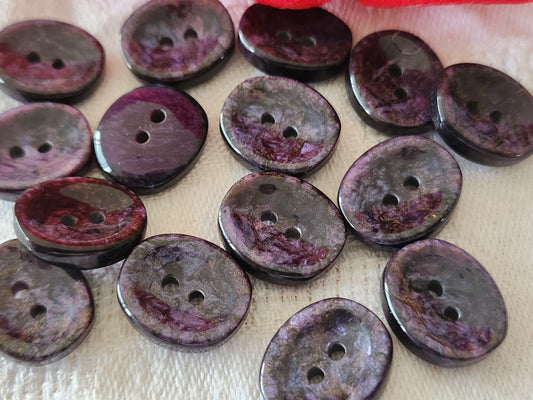 Lot 14 boutons vintage  violet moucheté ovale  1,2 sur 1,5 cm ref 5975