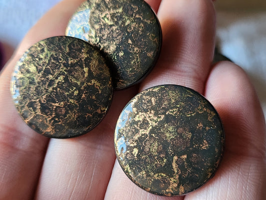 Lot 6 boutons vintage marron doré hyper léger à pied  2,5 cm ref 3544