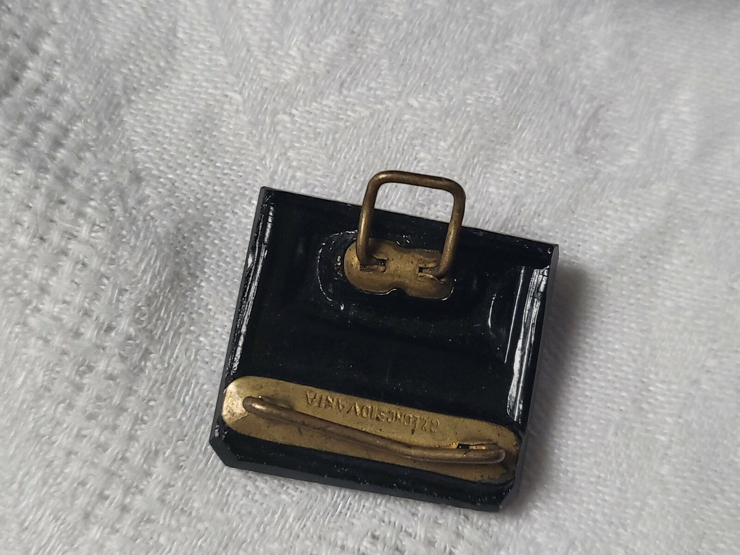 Ancienne partie de boucle ceinture en verre noir pour création G19B