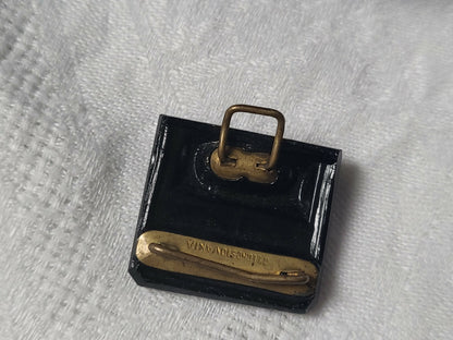 Ancienne partie de boucle ceinture en verre noir pour création G19B
