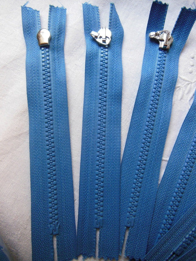 Lot  6 fermetures éclairs bleu 15 cm non- séparable  A14