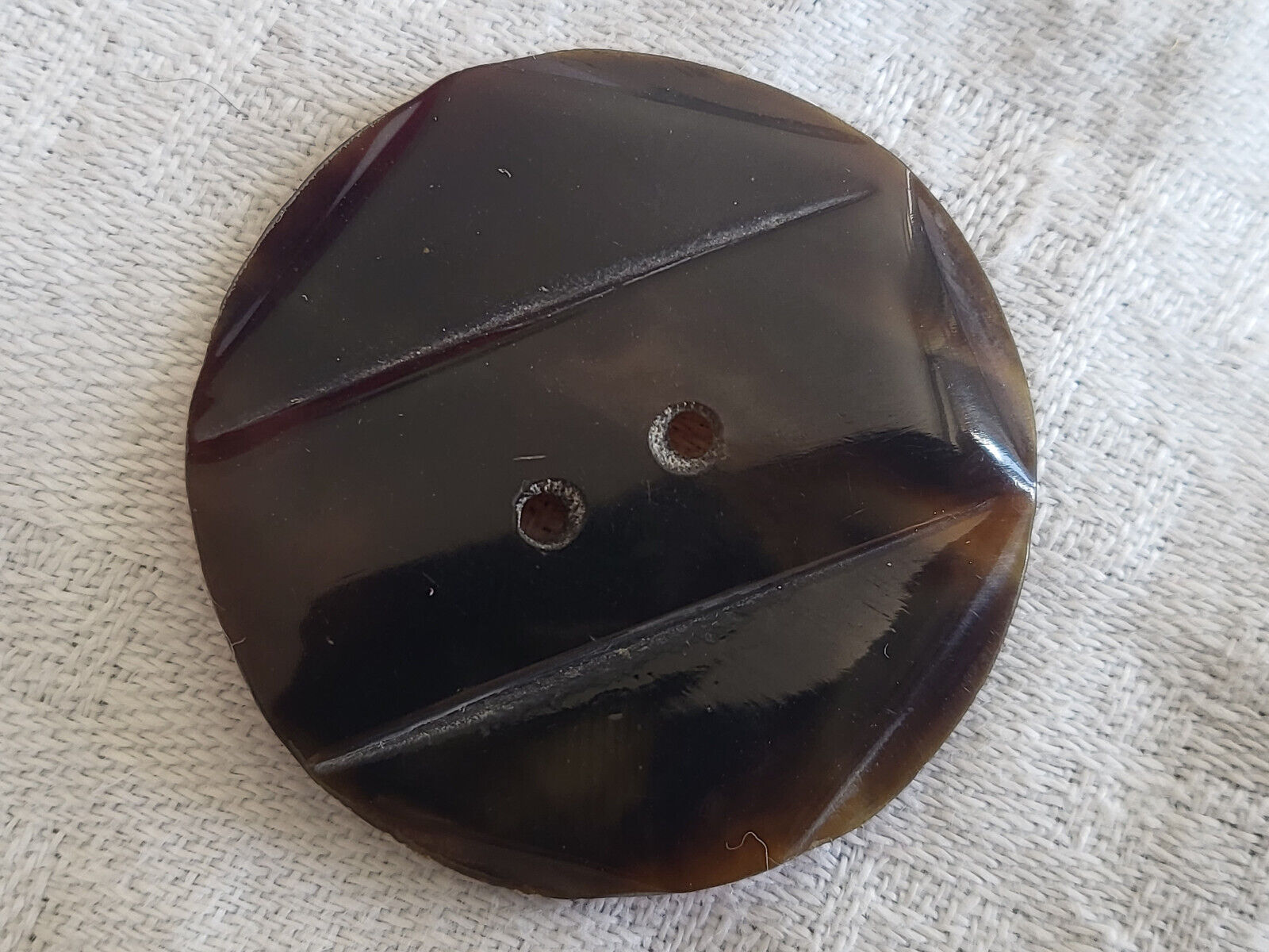 Collection ancien art deco marron jaspée fin  gros diamètre 3,5 cm D10P