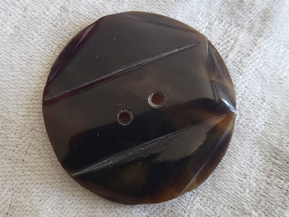 Collection ancien art deco marron jaspée fin  gros diamètre 3,5 cm D10P