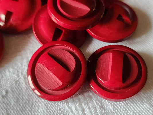 Lot 6 boutons vintage rouge à pied contraste 2,2 cm ref 3182
