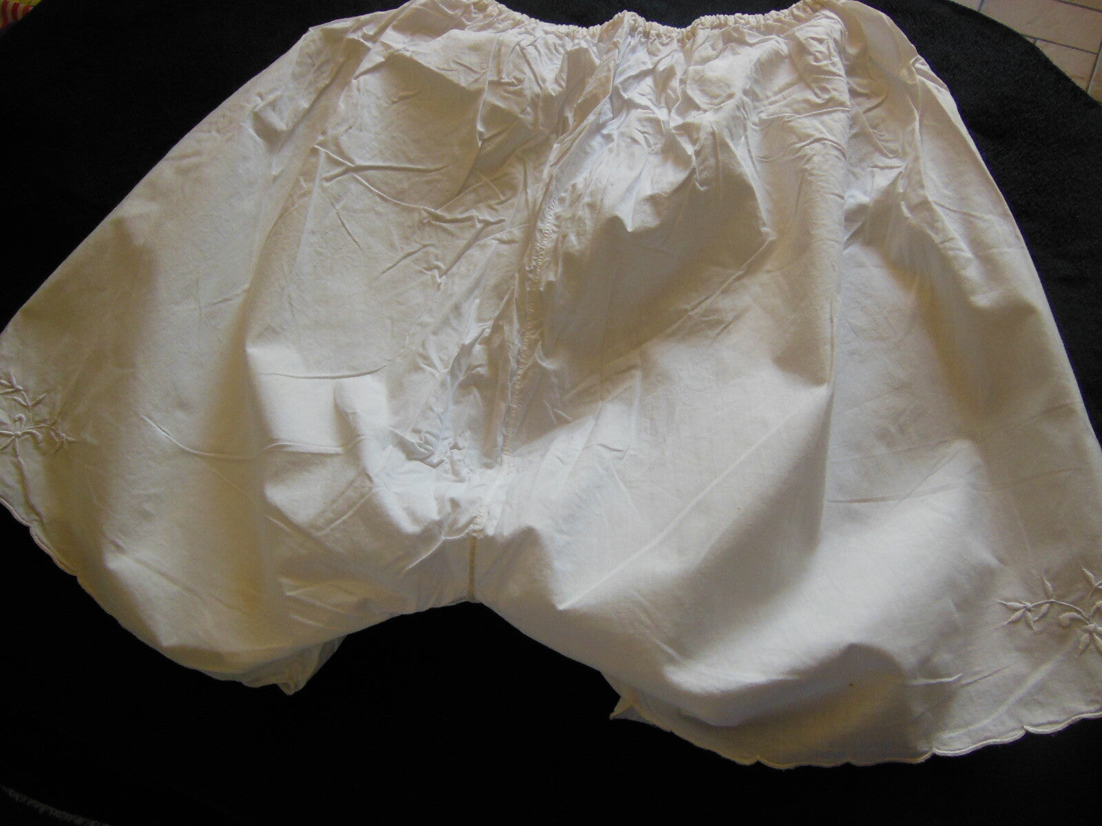 Culotte ancienne short nuit broderie feston jupe culotte panty  B6