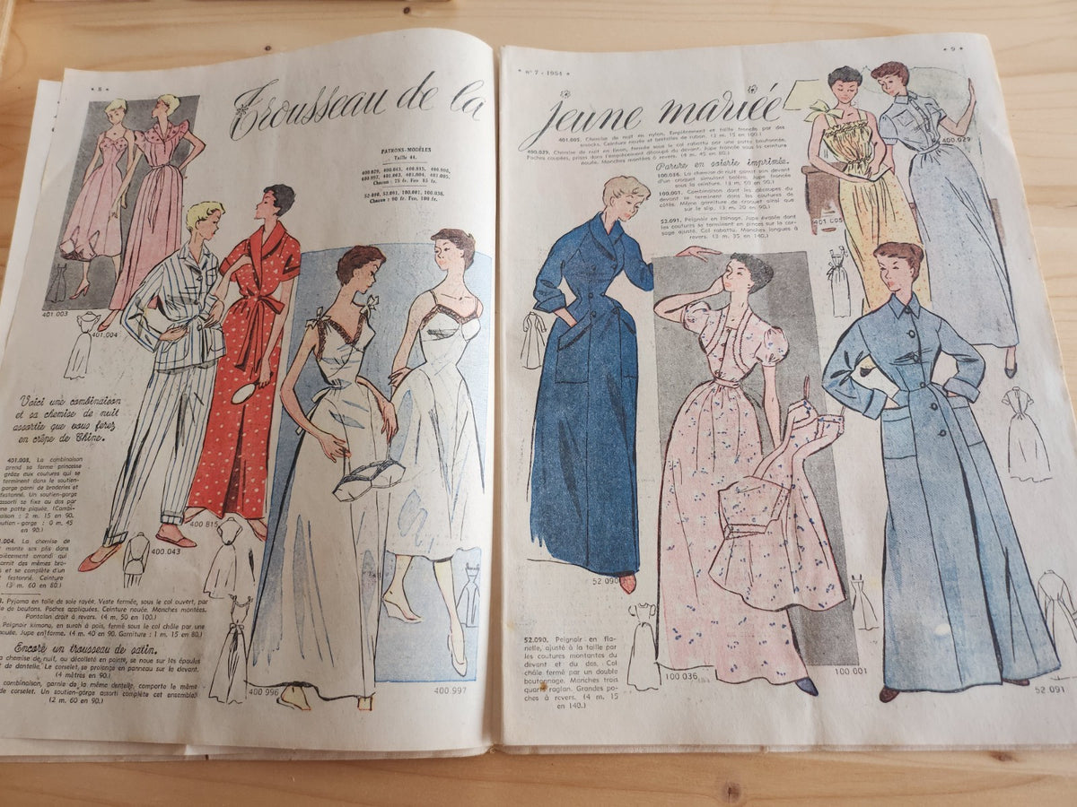 Le petit echo de la mode 1954 n°7  jeune mariée robe de paris