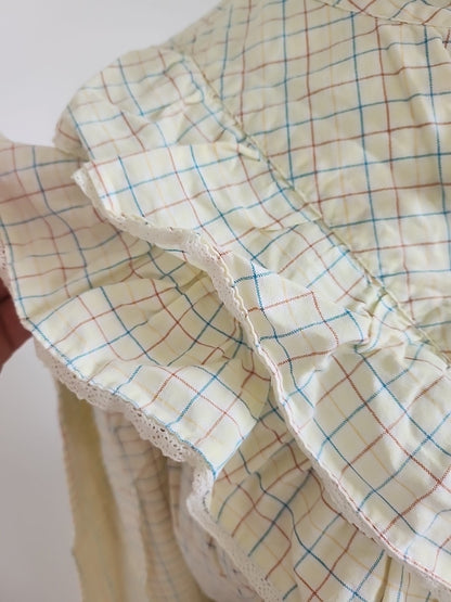 Pur vintage ancienne blouse haut manche jaune carreaux 42/44?   ref portant