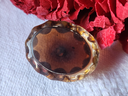 Collection  bouton vintage effet strass pied marron 1,8 sur 2,4 cm D17C
