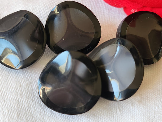 Lot 5 boutons vintage noir gris pied metal 2,3 cm ref 1890