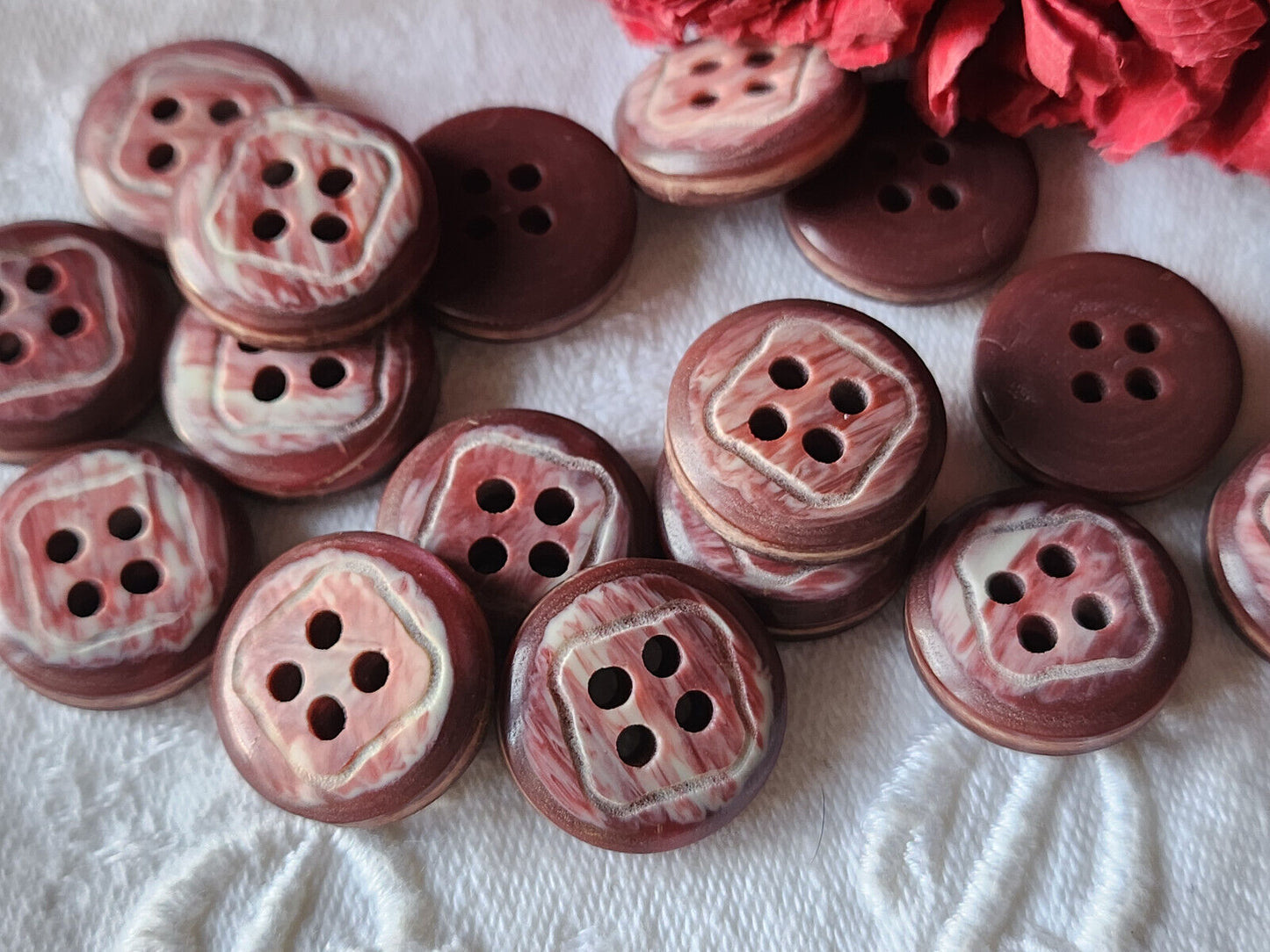 Lot 14 boutons vintage marron lie de vin 1,7 cm ref 6001