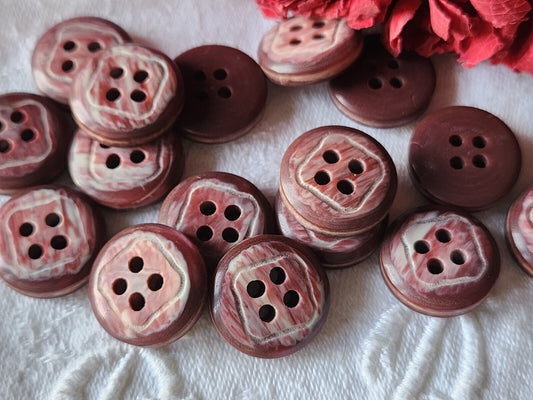 Lot 14 boutons vintage marron lie de vin 1,7 cm ref 6001