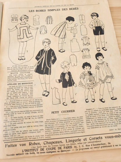 Journal de l'institut de coupe de paris année folle mode Fevrier 1926 patron