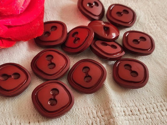 Lot 6 boutons vintage rouge mat 2 cm pied 20 mm ref 6523