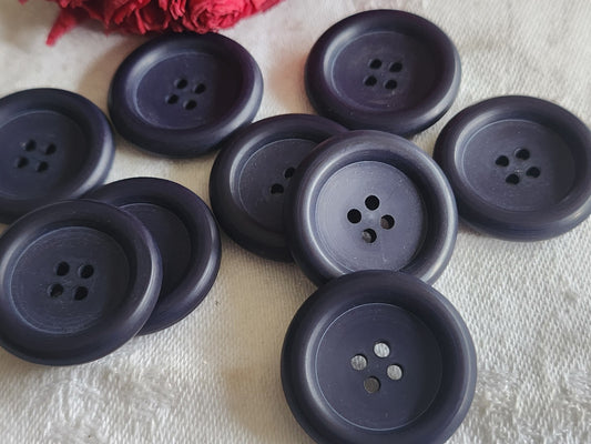 Lot 10 gros boutons vintage bleu mat foncé  2,7 cm ref TA