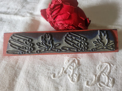 Tampon ancien frise idéale broderie feux bois  collection 16  cm  n°39-2