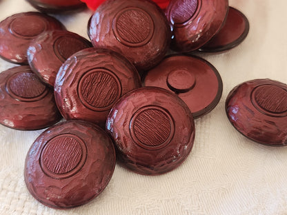 Lot 6 gros boutons vintage lie de vin lumineux rouge 3 cm pied ref 6082 **