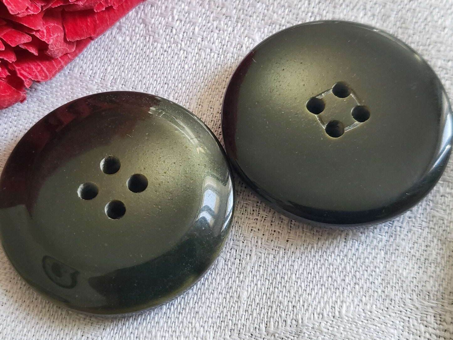 Duo gros boutons vintage vert pour veste gilet  3,4 cm ref 3116