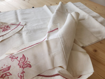 Superbe taie housse de polochon double monogramme MB papillon ancien B8