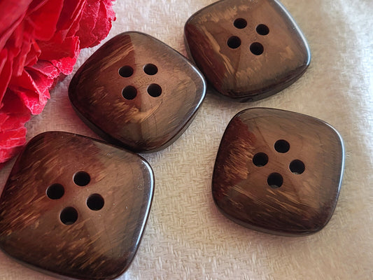 Lot 4 jolis boutons vintage marron reflet nacré panaché 2,2 et 2,3 cm ref 3365