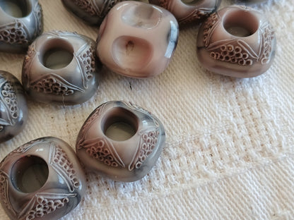 Lot 10 boutons vintage gris rose original 1,5 cm pied 15 mm ref 6490